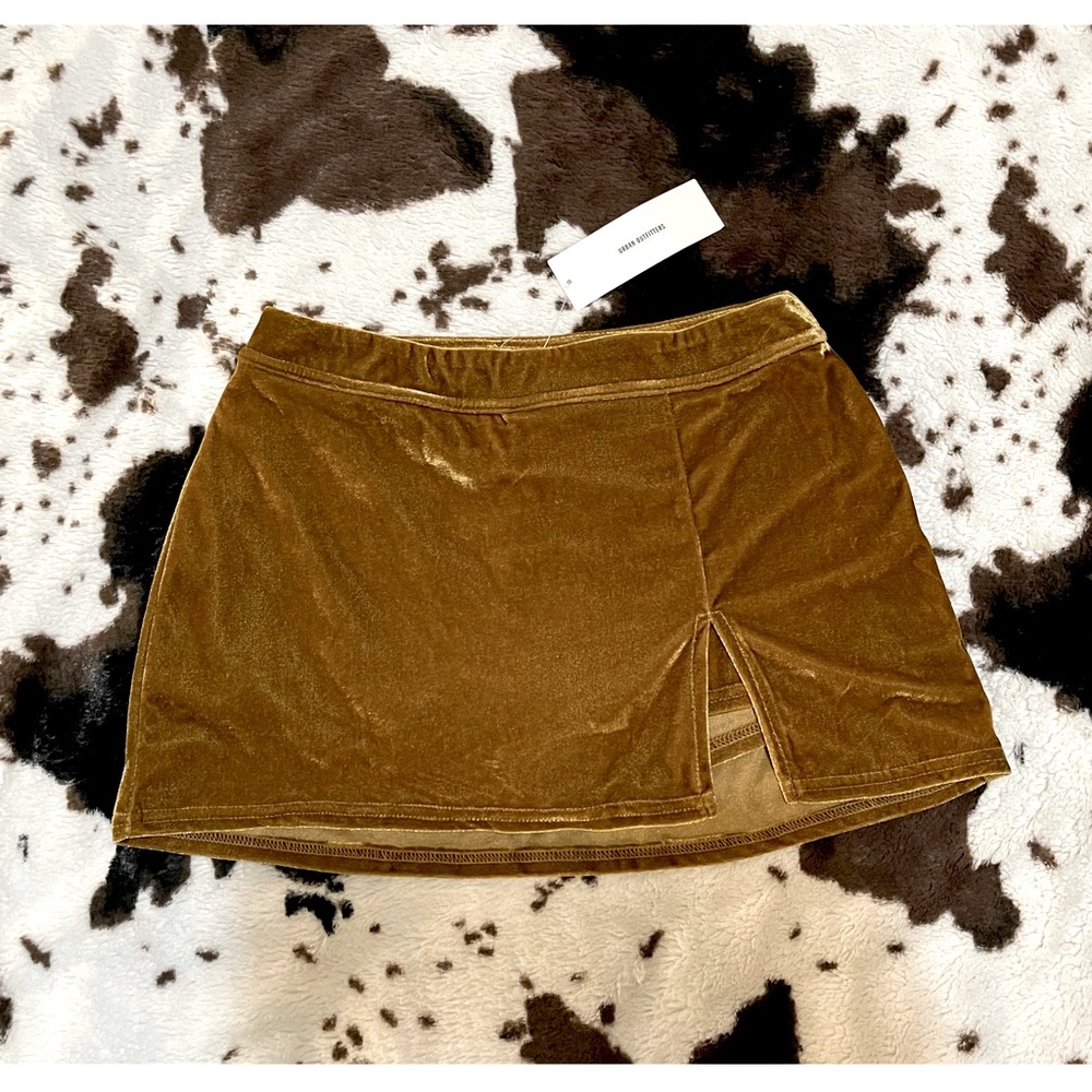 Gold velvet mini skort size Small